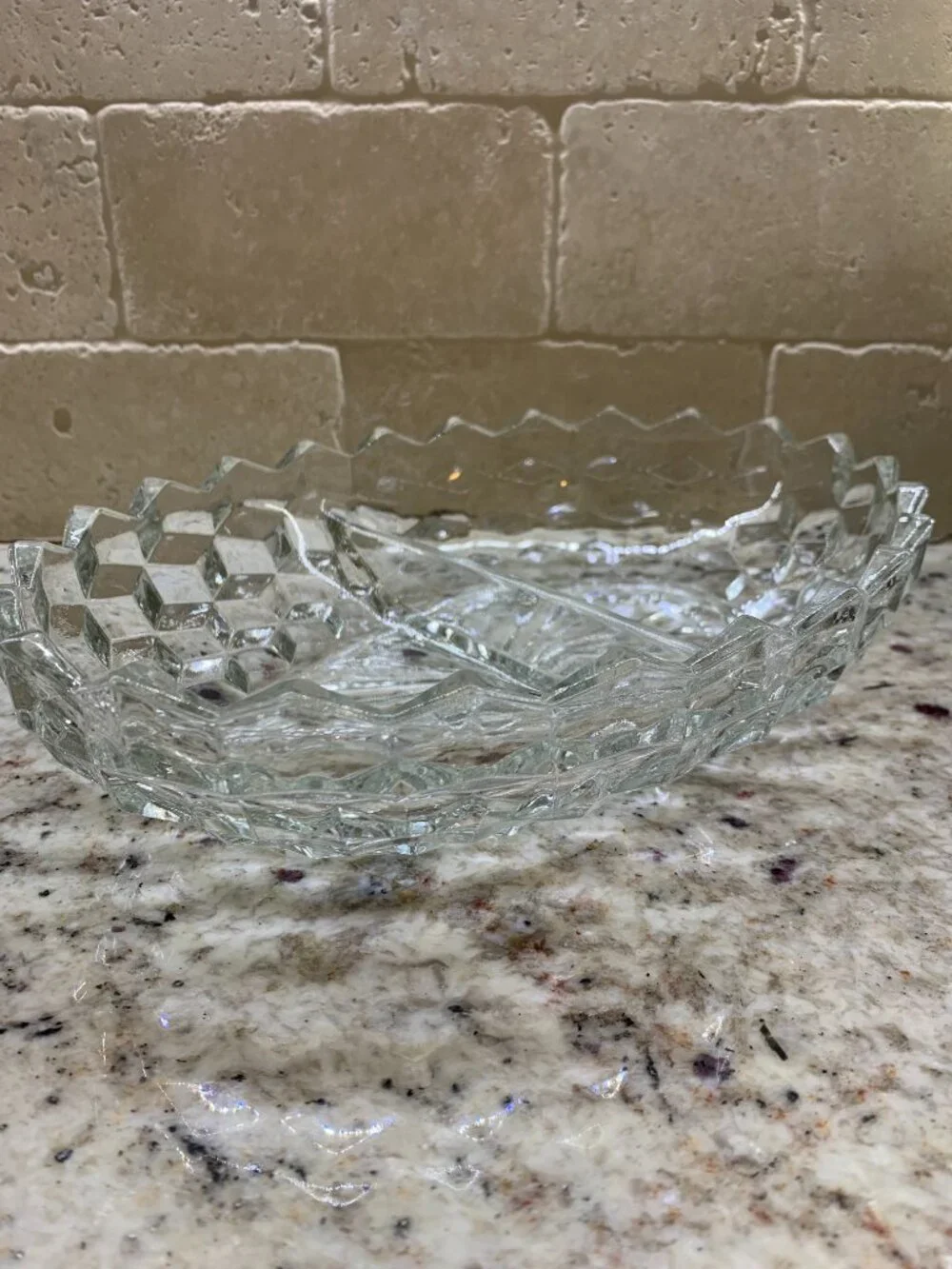 Vintage Fostoria American 2-part divided oval relish dish
